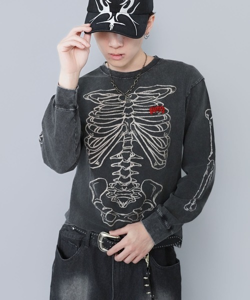 SPINNS（スピンズ） tシャツ 短丈ロングスリーブTシャツ/スケルトン