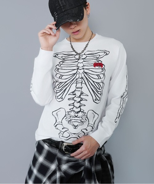 SPINNS（スピンズ） tシャツ 短丈ロングスリーブTシャツ/スケルトン