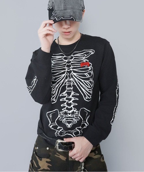 SPINNS（スピンズ） tシャツ 短丈ロングスリーブTシャツ/スケルトン