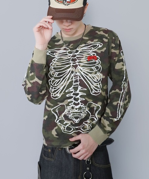 SPINNS（スピンズ） tシャツ 短丈ロングスリーブTシャツ/スケルトン