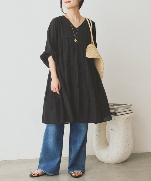SLOBE IENA（スローブイエナ） ワンピース コットンボイルティアード