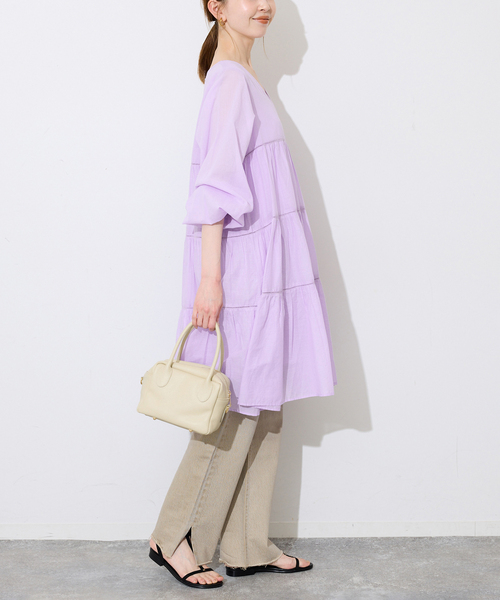 SLOBE IENA（スローブイエナ） ワンピース コットンボイルティアード