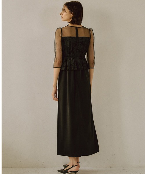 「LE'RURE」 7分袖ワンピース MEDIUM ブラック レディースの画像