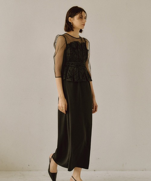 「LE'RURE」 7分袖ワンピース MEDIUM ブラック レディースの画像