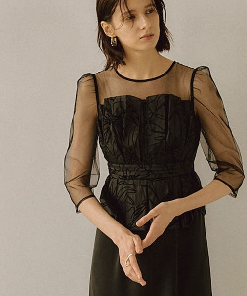 「LE'RURE」 7分袖ワンピース MEDIUM ブラック レディースの画像