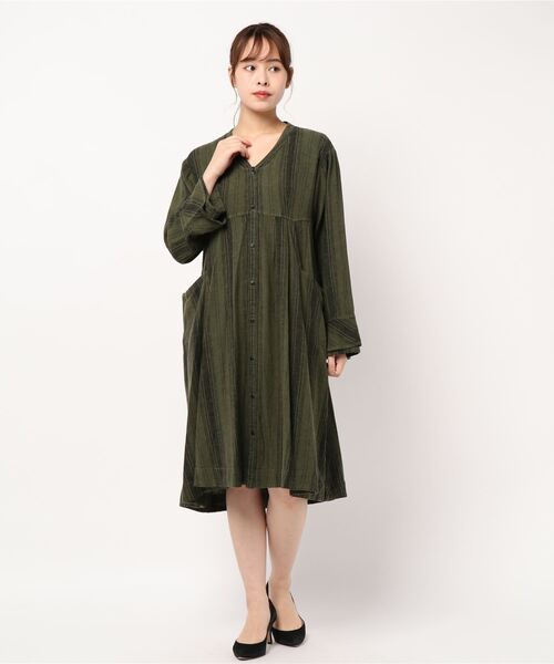 「RNA」 長袖ワンピース MEDIUM カーキ レディース_画像2