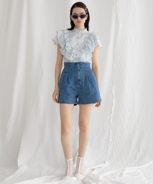 「Cheek」 デニムショートパンツ SMALL ネイビー レディース_画像3