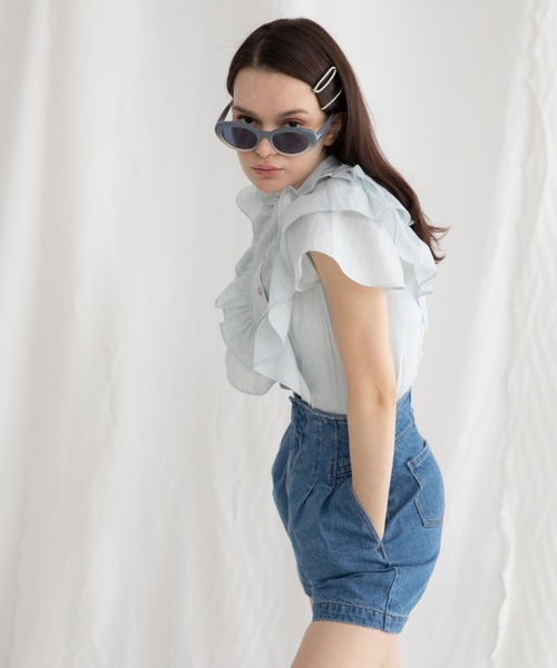 「Cheek」 デニムショートパンツ SMALL ネイビー レディース_画像4