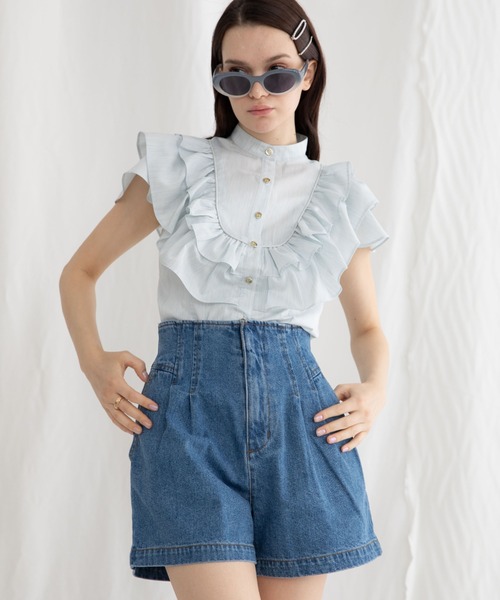 「Cheek」 デニムショートパンツ SMALL ネイビー レディース_画像5