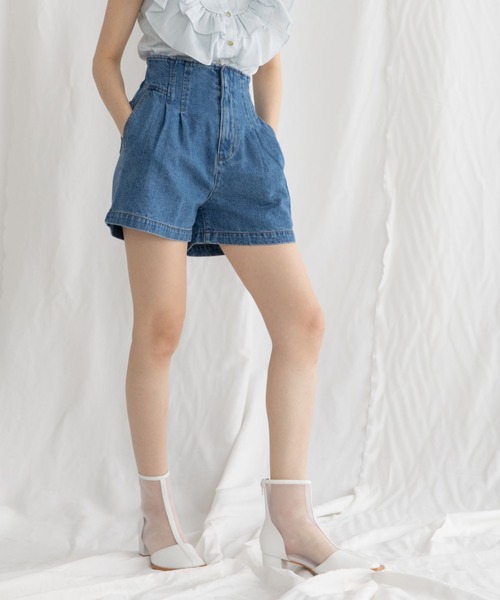 「Cheek」 デニムショートパンツ SMALL ネイビー レディース_画像7
