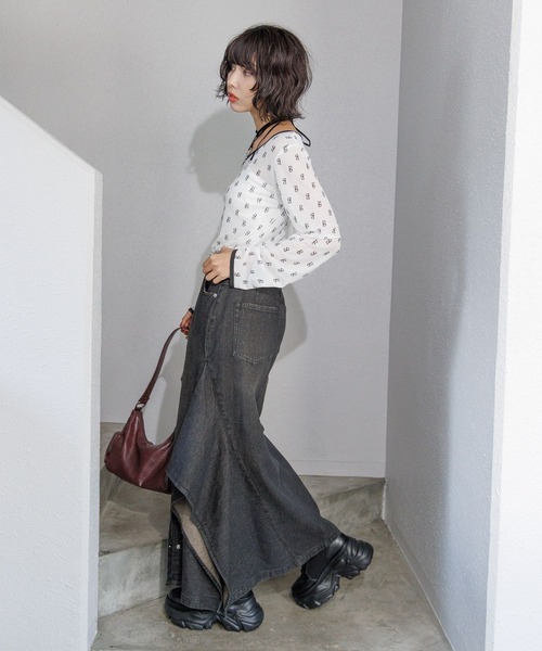 「PAGEBOY」 デニムスカート MEDIUM ブルー レディース_画像4