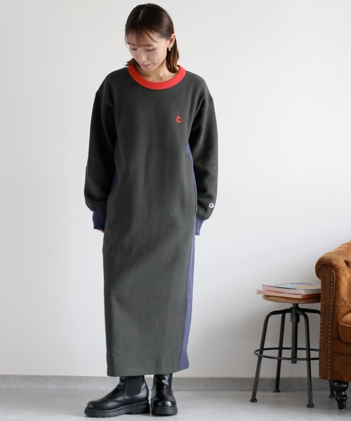 Champion（チャンピオン） 長袖ワンピース L グレー レディース