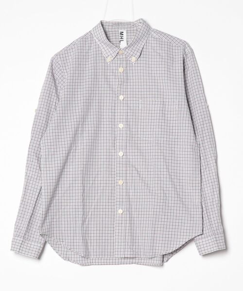 「MHL.」 チェック柄長袖シャツ L レッド メンズ