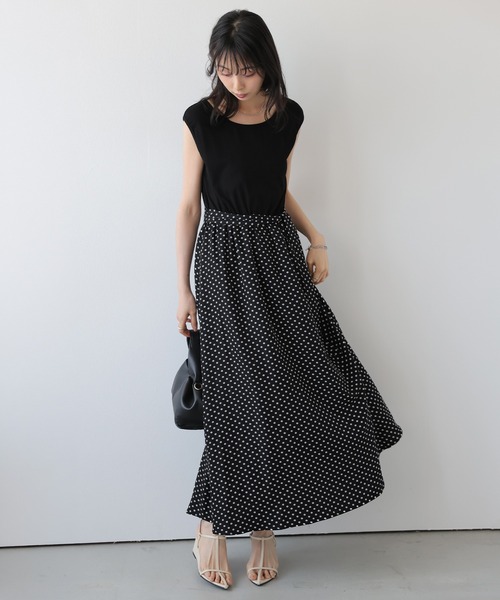 ハンドメイド　小さなドットのクールで可愛いモノトーンのロングワンピース❤✨️ ワンピース 夏 ドット柄ロングワンピース : ZOZOTOWN Yahoo!店 - 通販