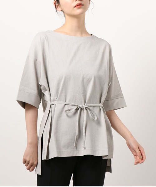 tシャツ M1655 カットサッカーボートネックプルオーバー レディース