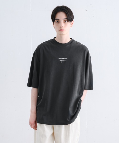 EDDEN ELLEN tシャツ シンプルロゴルーズカットソー メンズ
