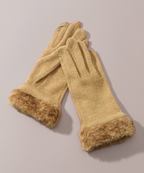 ikka（イッカ） 手袋 フェイクファー付きジャージグローブ レディース