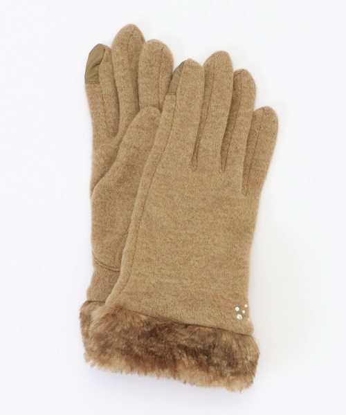 ikka（イッカ） 手袋 フェイクファー付きジャージグローブ レディース