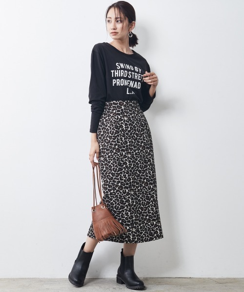 レオパードジャガードタイトスカート AZUL BY MOUSSY | レオパードジャガードタイトスカート