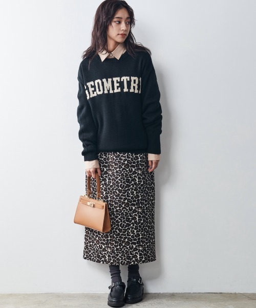 CHIC STYLE スカート 「大きいサイズ」レオパードジャガード
