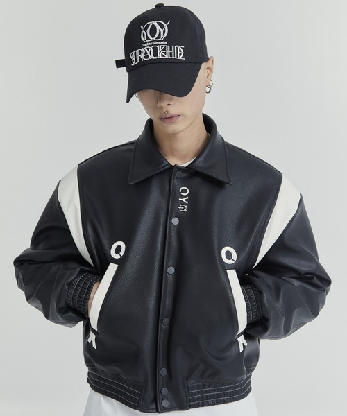 ブルゾン アウター 「OY/オーワイ」METAL LOGO VEGAN LEATHER VARSITY  