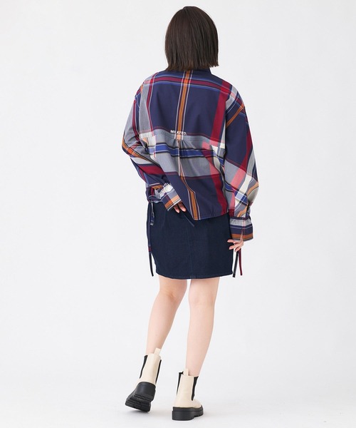 MILK FED.◆LOGO PLAID BIG SHIRT/one/コットン/YLW/チェック/103201014005// MILKFED. ワンピース ドレス ミルクフェド MILKFED BACK LOGO