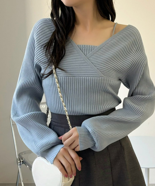Ada. ニット セーター レイヤードボリュームスリーブニット レディース