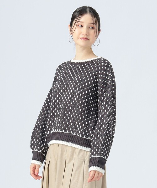 BEAMS HEART（ビームス ハート） ニット セーター ドット柄 ジャカード