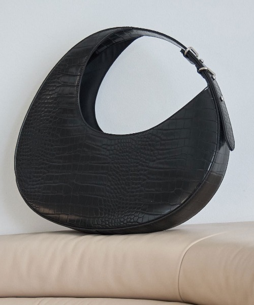 【JOSE MOON】LEATHER HOBO BAG BLACK JOSE MOON（ジョゼムーン） ハンドバッグ MOON BAG (EMBOSS)/ムーン