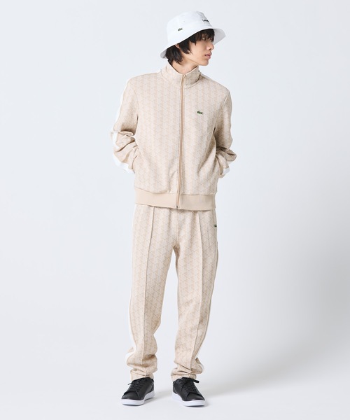 LACOSTE モノグラム　セットアップ 極美品】LACOSTE モノグラムジャガード セットアップ ジャージ S