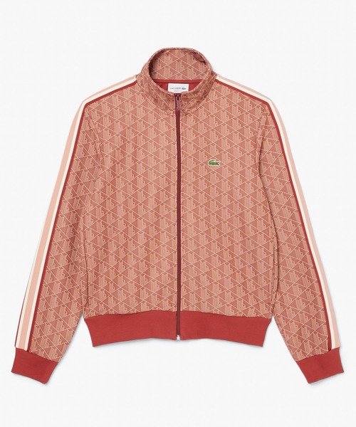 LACOSTE モノグラム トラックジャージ セットアップ 赤 LACOSTE ジャージ モノグラムジャカードトラックジャケット