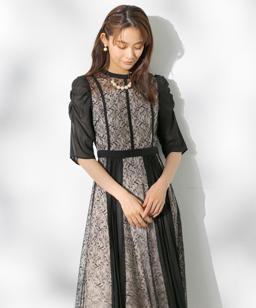 【未使用】formforma　ロングワンピース　ドレス　レース　シアー　プリーツ form forma ドレス レースプリーツドレス : ZOZOTOWN Yahoo!店