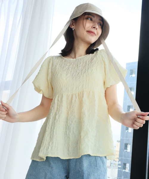 Girly Doll ブラウス シャツ ポコポコチェックバックリボン