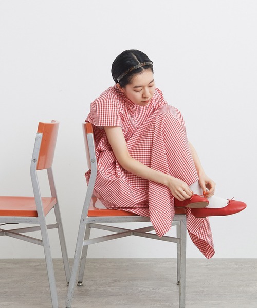 美品　チャイルドウーマン ギンガムチェックパフスリーブワンピース CHILD WOMAN ワンピース 「WEB別注」 ギンガムチェック
