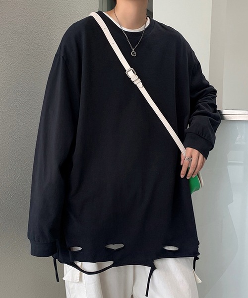 BENDER TOKYO tシャツ 「BENDER TOKYO」裾ダメージ加工 ロング