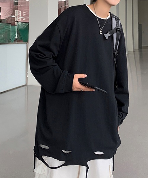 BENDER TOKYO tシャツ 「BENDER TOKYO」裾ダメージ加工 ロング