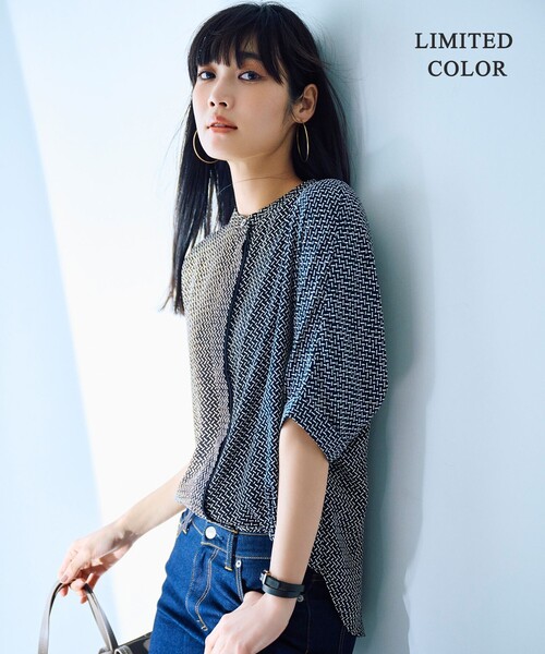 ICB（アイシービー） ブラウス シャツ BackSatinAmunzen 5分袖バンド