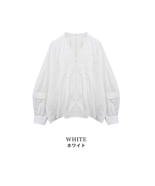 MODE ROBE ブラウス シャツ Vネックボリュームスリーブフレア