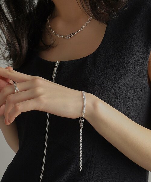 COCOSHNIK ブレスレット K18中空しのぎケーブルチェーン ブレスレット