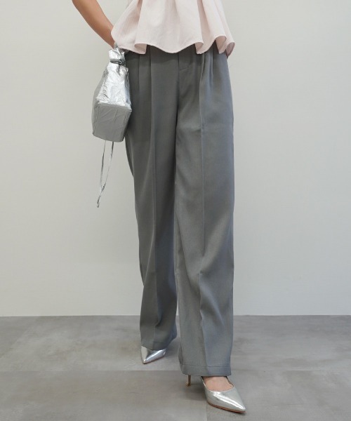 Rashik パンツ ウエストボタンストレートパンツ レディース