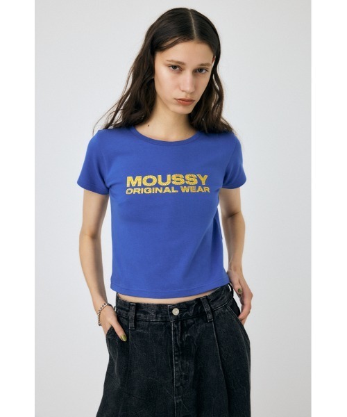 MOUSSY　RHINESTONE VELOUR LS Tシャツ MOUSSY（マウジー）の「LINE STONE VELOUR LS Tシャツ（Tシャツ