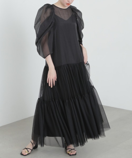 JILL STUART ワンピース チュールオーガンジーレイヤードドレス