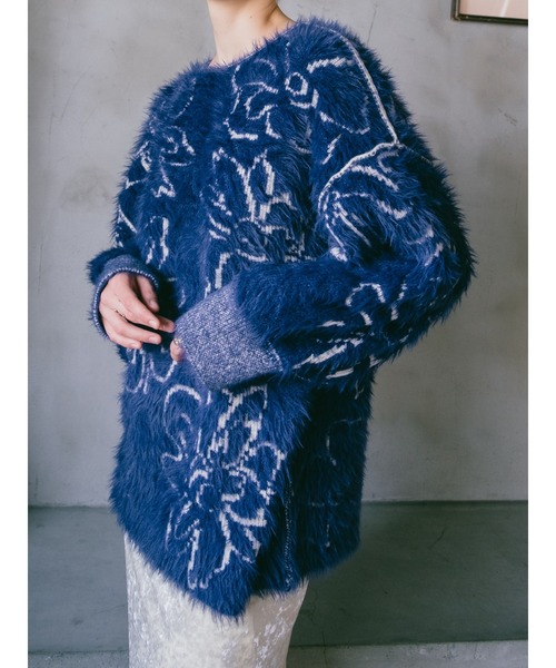 MARTE Sahara リバーシブルジャガードニット ネイビー Reversible Jacquard Knit/リバーシブルジャガードニット（ニット