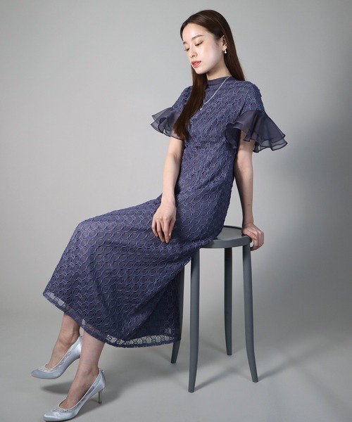 J by blue」 半袖ワンピース MEDIUM チャコールグレー レディース 