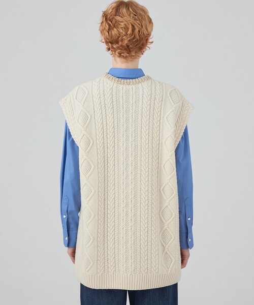 MACPHEE ニットベスト マカフィー MACPHEE ツイードニット ベスト （42 ライトベージュ系