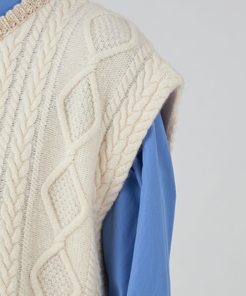 MACPHEE（マカフィー） ベスト ジレ ルレックスケーブル クルーネック