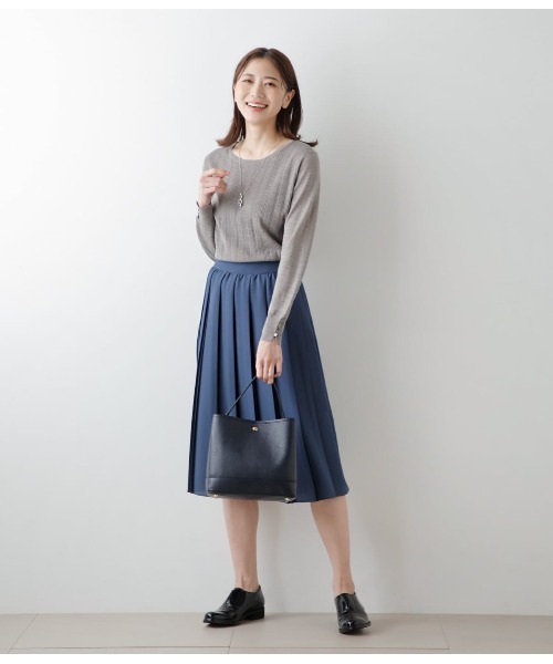 NEWYORKER スカート ポリエステルソフトクロス プリーツスカート