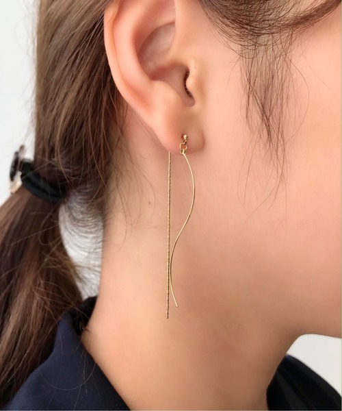 ciite' ピアス ウェーブバー × ロングチェーンピアス (両耳用