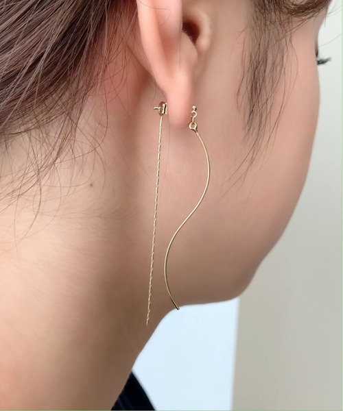 ciite' ピアス ウェーブバー × ロングチェーンピアス (両耳用