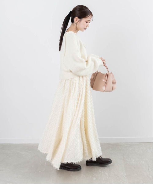 RANDA(ランダ) ワンピース クロップド丈ニット&シャギーキャミ RANDA(ランダ) ワンピース クロップド丈ニット&シャギーキャミ